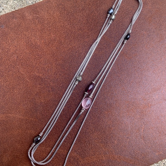 John Hardy X Adwoa Aboah 72 Inch Sterling Silver pink tourmaline Pyrite Necklace - Picture 10 of 16